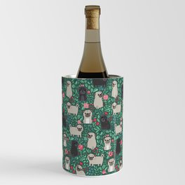 Cute pugs and flowers Wine Chiller