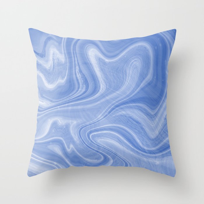 Cornflower Blue Swirl Marble Throw Pillow