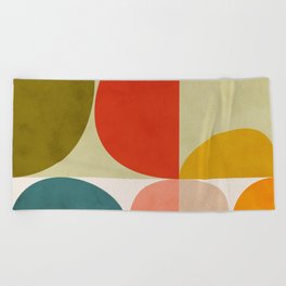 shapes of mid century geometry art Beach Towel