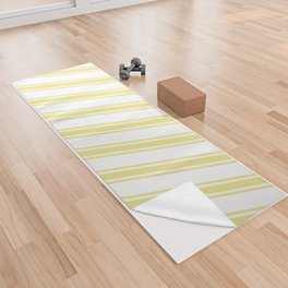 [ Thumbnail: White & Tan Colored Lines/Stripes Pattern Yoga Towel ]