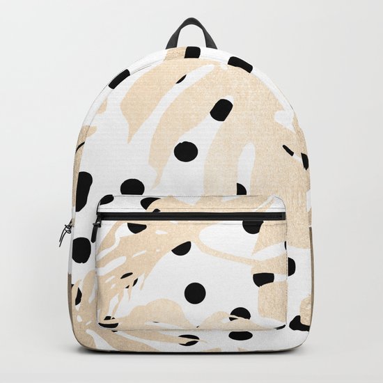 Simply Tropical White Gold Sands Palm Leaves on Dots Backpack