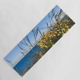 Yellow Flowers on the Shore (plants, ocean, beach, nature, peaceful, rhode island, photography) Yoga Mat