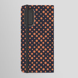 Navy Blue And Orange Polka Dots Orange Polka Dot Background Retro Blue & Orange Dotted Pattern Android Wallet Case