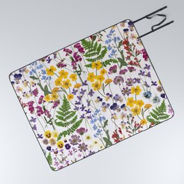Summer Garden- Pressed And Dried Flowers Picnic Blanket
