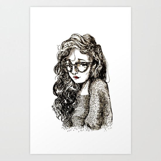Girl with glasses Art Print
