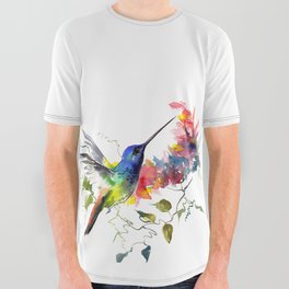 Hummingbird, tropical Foliage, Hawaiian design, tropical, colors All Over Graphic Tee