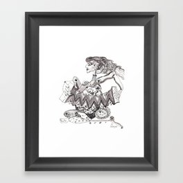 A woman with an accordion Framed Art Print
