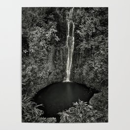 A place only you and I know - The Secret Garden waterfall black and white photography - photographs Poster