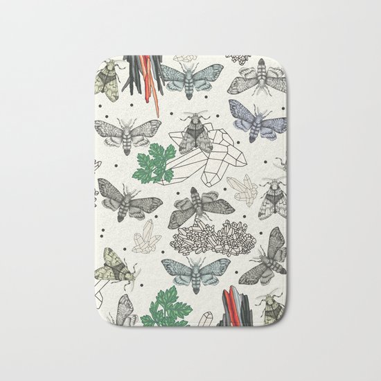 Moths and rocks. Bath Mat