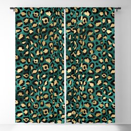 Beautiful Teal and Gold Marble Design Blackout Curtain