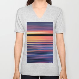 Sunset Over Calm Waters V Neck T Shirt