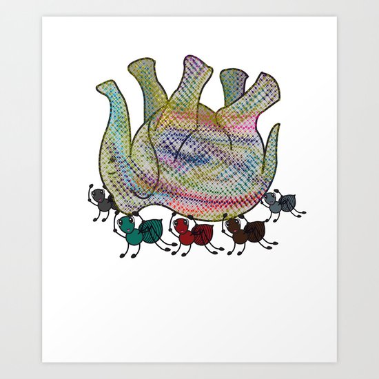 Elephant Vs Ant Art Print
