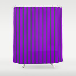 [ Thumbnail: Dark Violet and Green Colored Lines Pattern Shower Curtain ]
