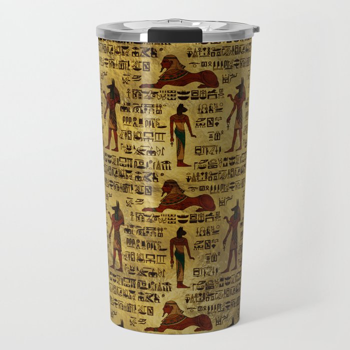 Egyptian Decorative hieroglyphics Pattern Travel Mug