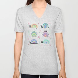 Rainbow Critters V Neck T Shirt