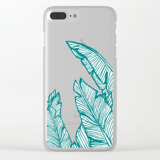 Banana Leaves on Teal #society6 #decor #buyart Clear iPhone Case