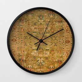 Persian 19th Century Authentic Colorful Muted Green Yellow Blue Vintage Patterns Wall Clock