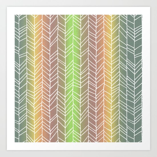Colorful Rainbow Feather Pattern Art Print