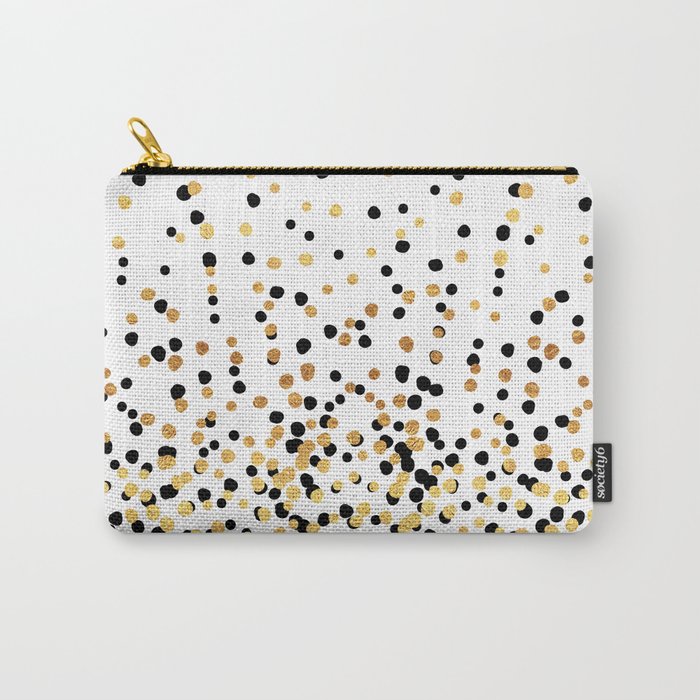 Floating Dots - Black and Gold on White Carry-All Pouch
