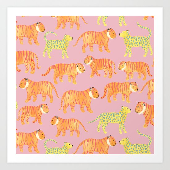 Pink Tigers Art Print