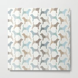 Beagle Silhouettes Pattern - Natural Colors Metal Print | Pup, Small, Foxhound, Hunter, Dog, Graphicdesign, Silhouettes, Beagles, Hound, Classic 