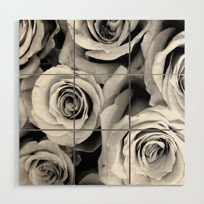 Black And White Roses Wood Wall Art By Mariannamills Society6