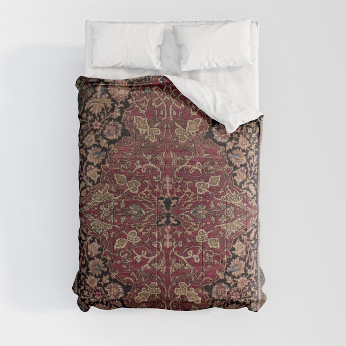 Antique Persian Isfahan Plum Burgundy Spice Carpet Comforter
