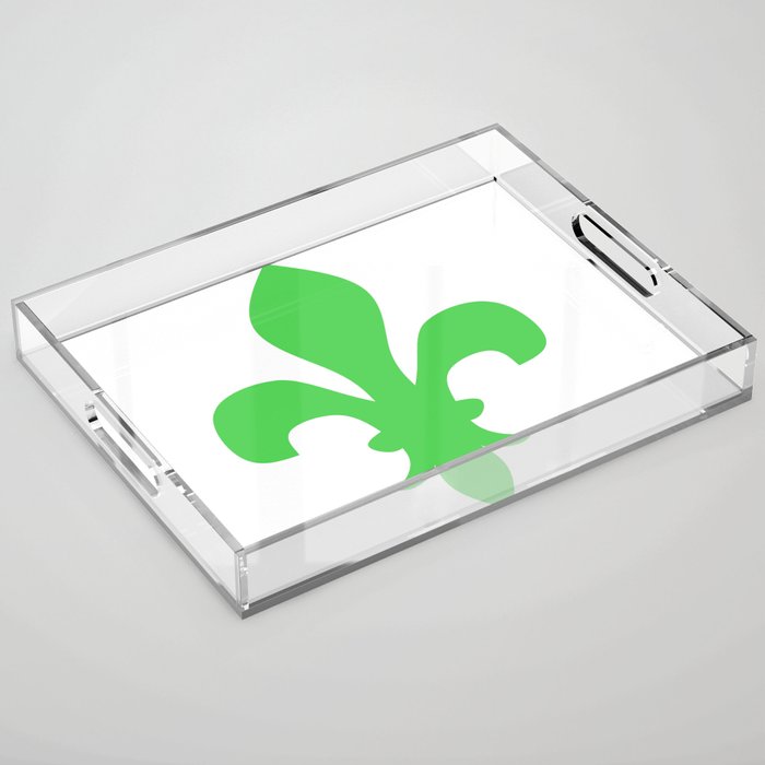 Fleur de Lis (Green & White) Acrylic Tray