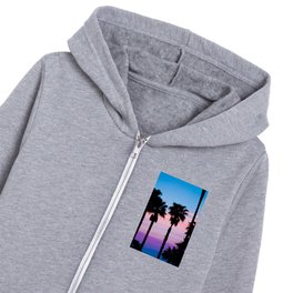 Palm Tree, Summer Sunset, Malibu, California  Kids Zip Hoodie
