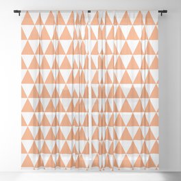 Mandarin Orange and White Triangle Pattern Sheer Curtain