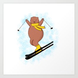 Bear skiing Art Print