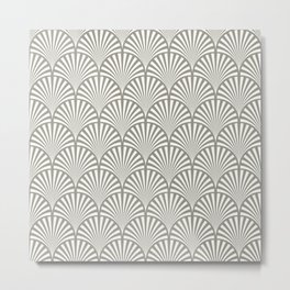 Art Deco Dark Grey & White Fan Pattern Metal Print