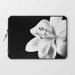 White Lily Black Background Laptop Sleeve