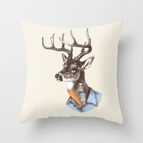 Lucienne the crying deer (with tattoos) Throw Pillow