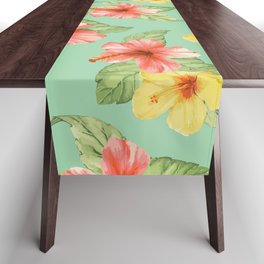 Tropical Flowers and Moths Pattern Table Runner