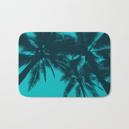 Blue palms in summer Bath Mat