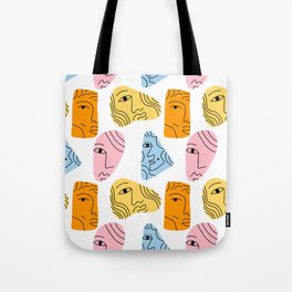 Abstract hand drawn people face seamless pattern  Tote Bag