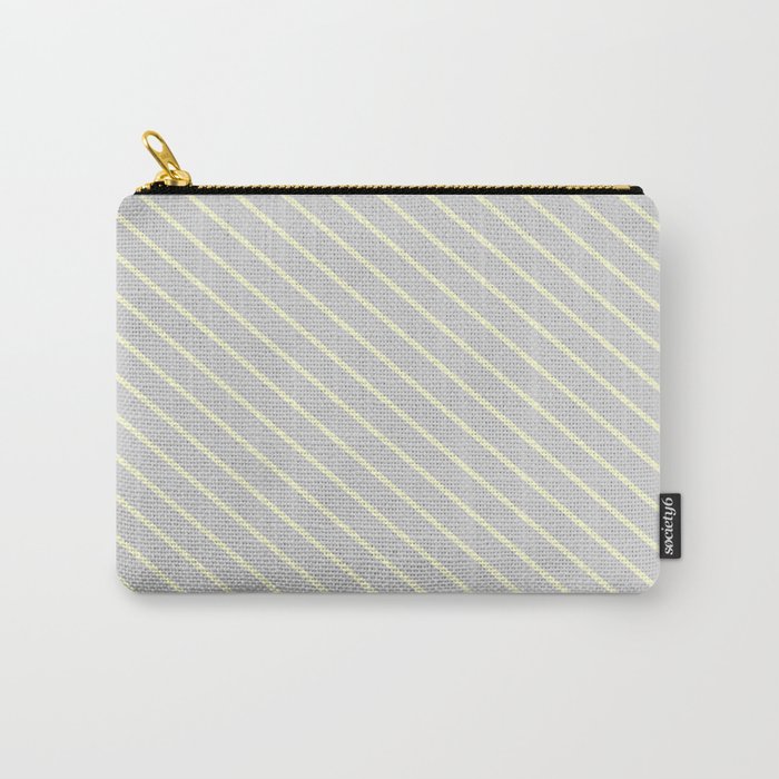 Light Gray and Light Yellow Colored Lines/Stripes Pattern Carry-All Pouch