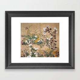 Ogata Korin Flowering Plants in Autumn Framed Art Print