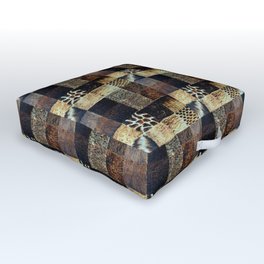Wood Block Pattern Outdoor Floor Cushion | Brown, Tan, Pyrography, Zilpavandergragt, Woodblockpattern, Woodburn, Squares, Drawing, Pattern, Texture 
