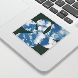 The Sky in Abstract Flower Shape (Deep Green BG) Sticker