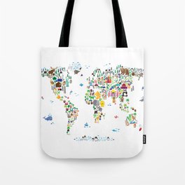 Animal Map of the World for children and kids Tote Bag