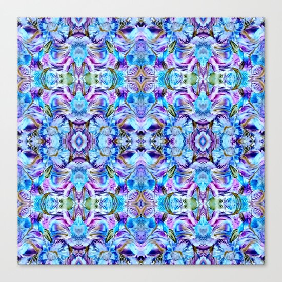 Turquoise Blue Flower Girly Pattern Canvas Print
