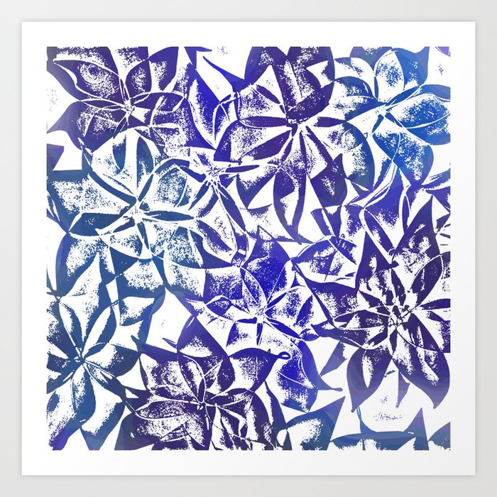Floral Fade in Shades of Blue and Purple Art Print