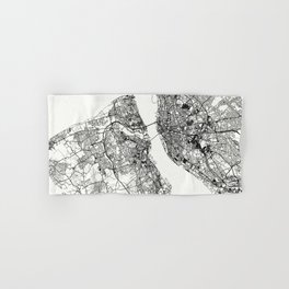 Birkenhead, England - Black and White City Map Hand & Bath Towel