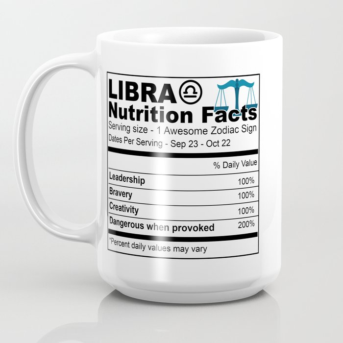 Libra Nutrition Facts White Ceramic Mug