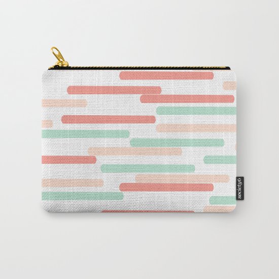 Mint Coral stripes minimal abstract basic home office dorm college trendy decor gifts Carry-All Pouch