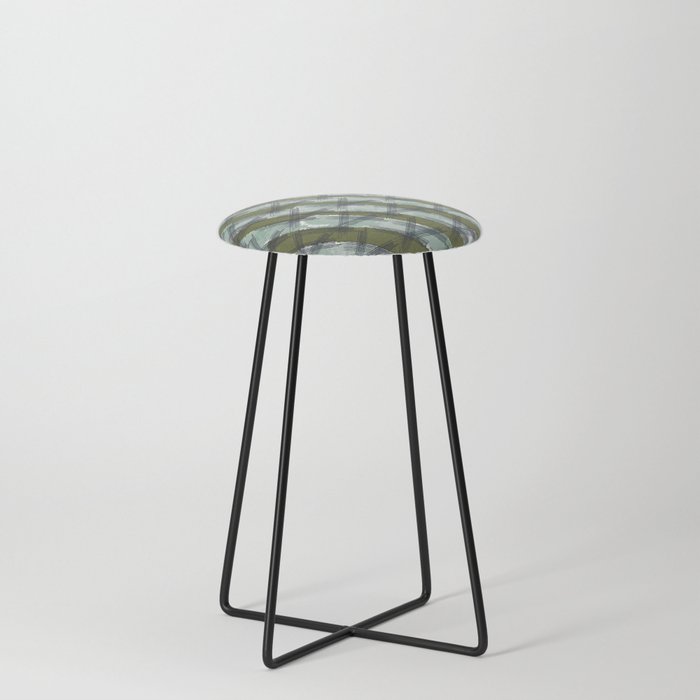 Modern Checks Diagonal Winter Plaid Counter Stool