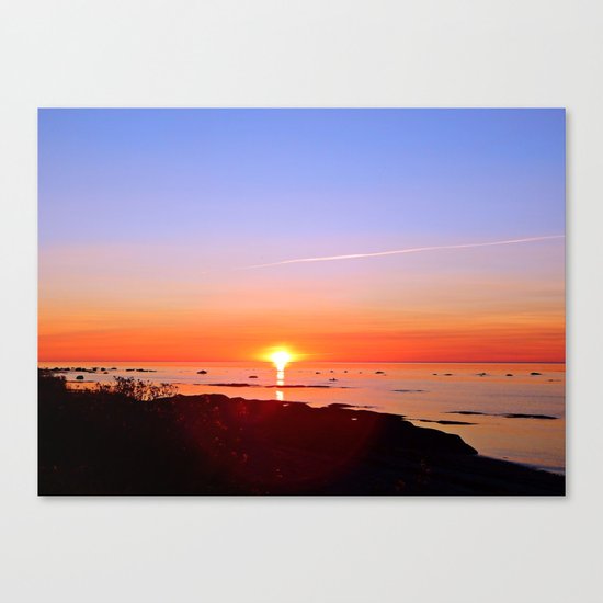 Kayak Silhouette at Sunset Canvas Print
