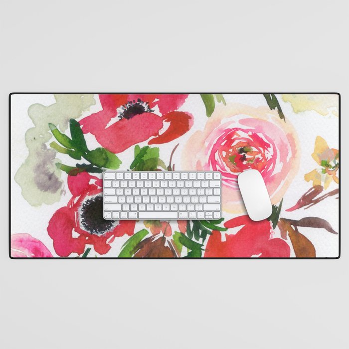 anemone and tulip Desk Mat